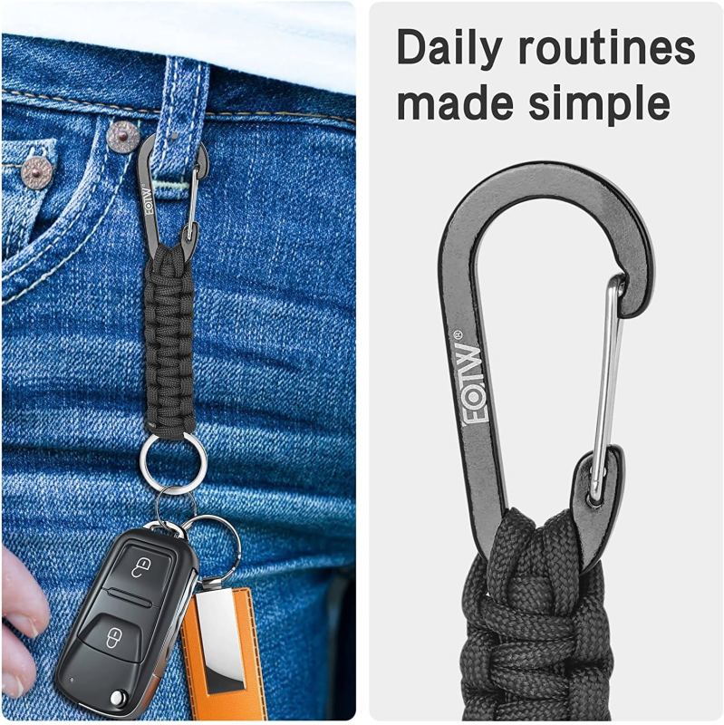 Small Carabiner Clip with Paracord Keychain