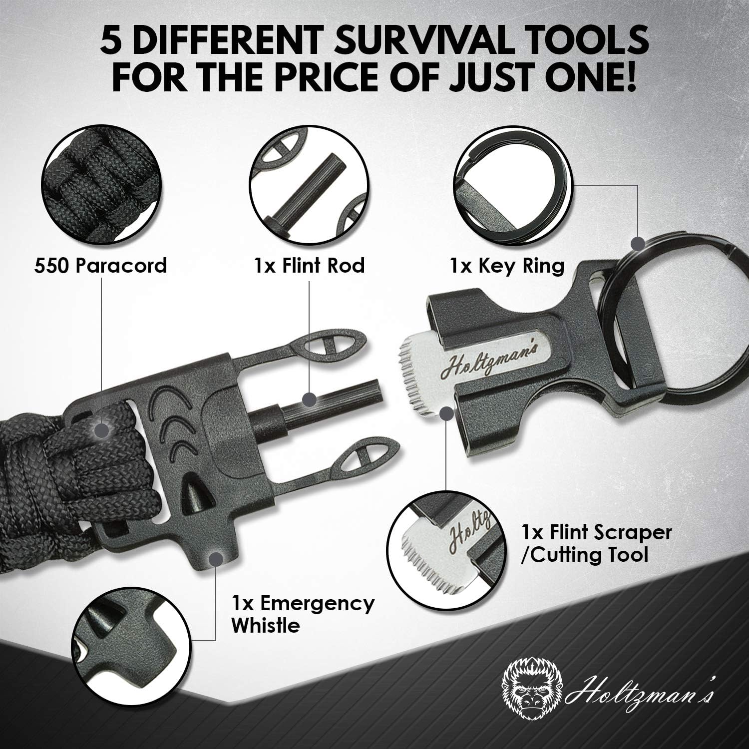 Paracord Keychain with Carabiner for Camping