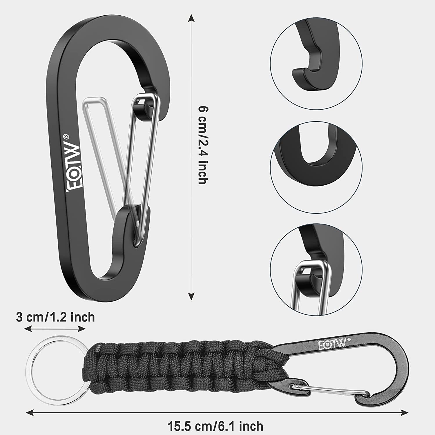 Small Carabiner Clip with Paracord Keychain