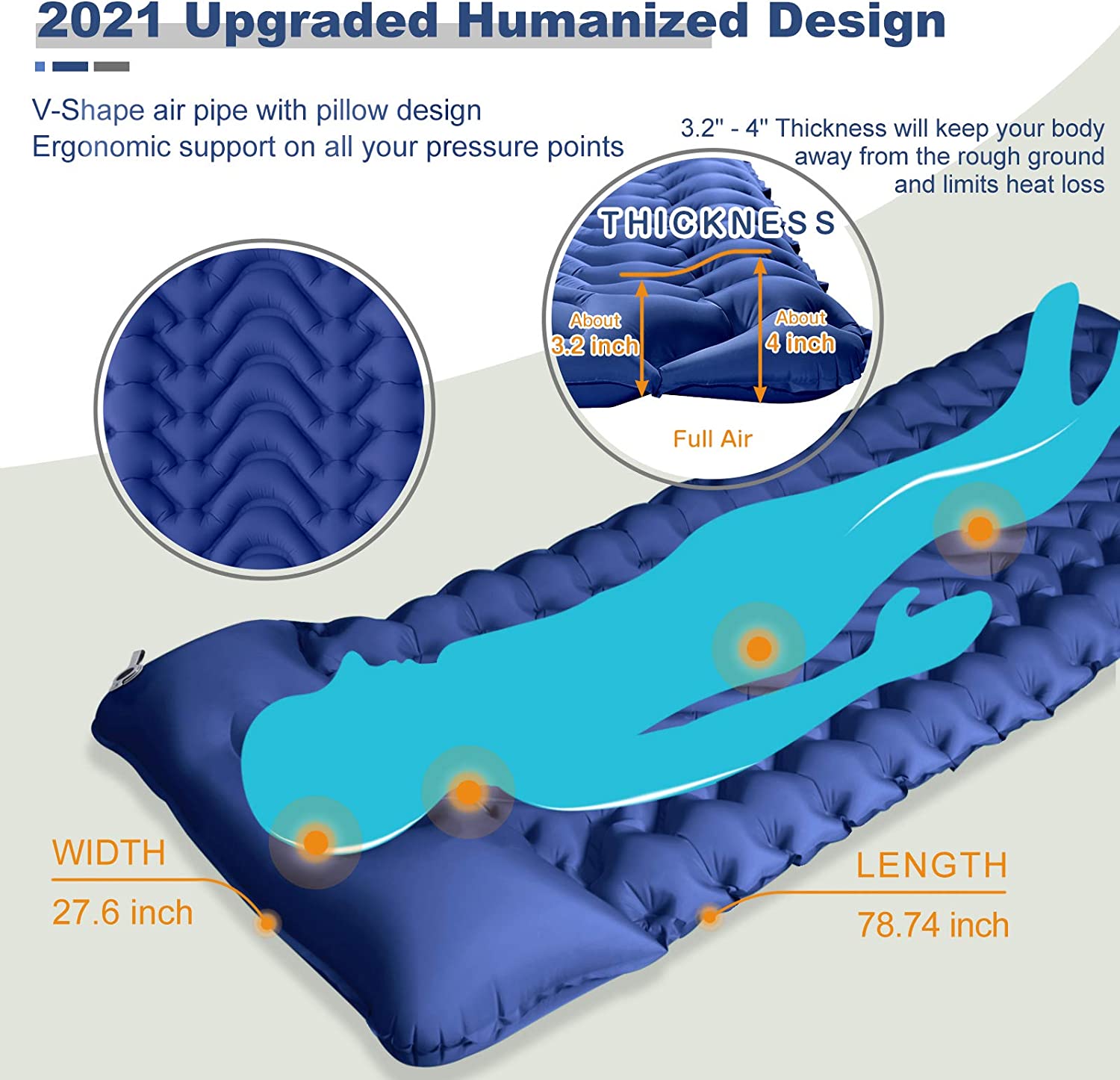 Inflatable Sleeping Mat with Pillow