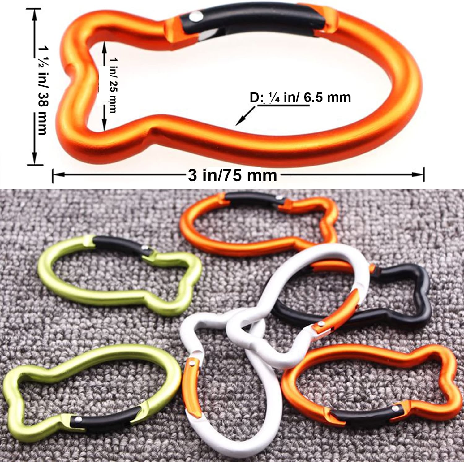 Fish Bone Shape Keychain Clips Mini Carabiner