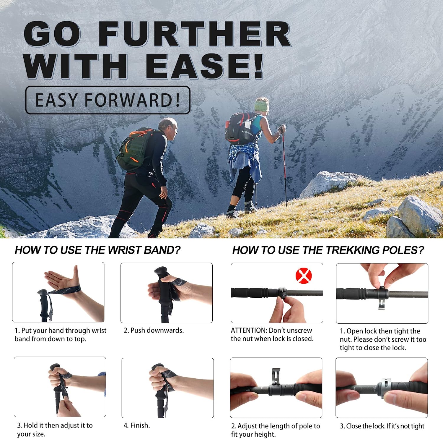Aluminum Hiking Walking Sticks