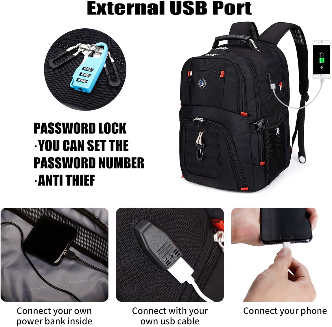 Extra Large 52L Travel Laptop Backpack