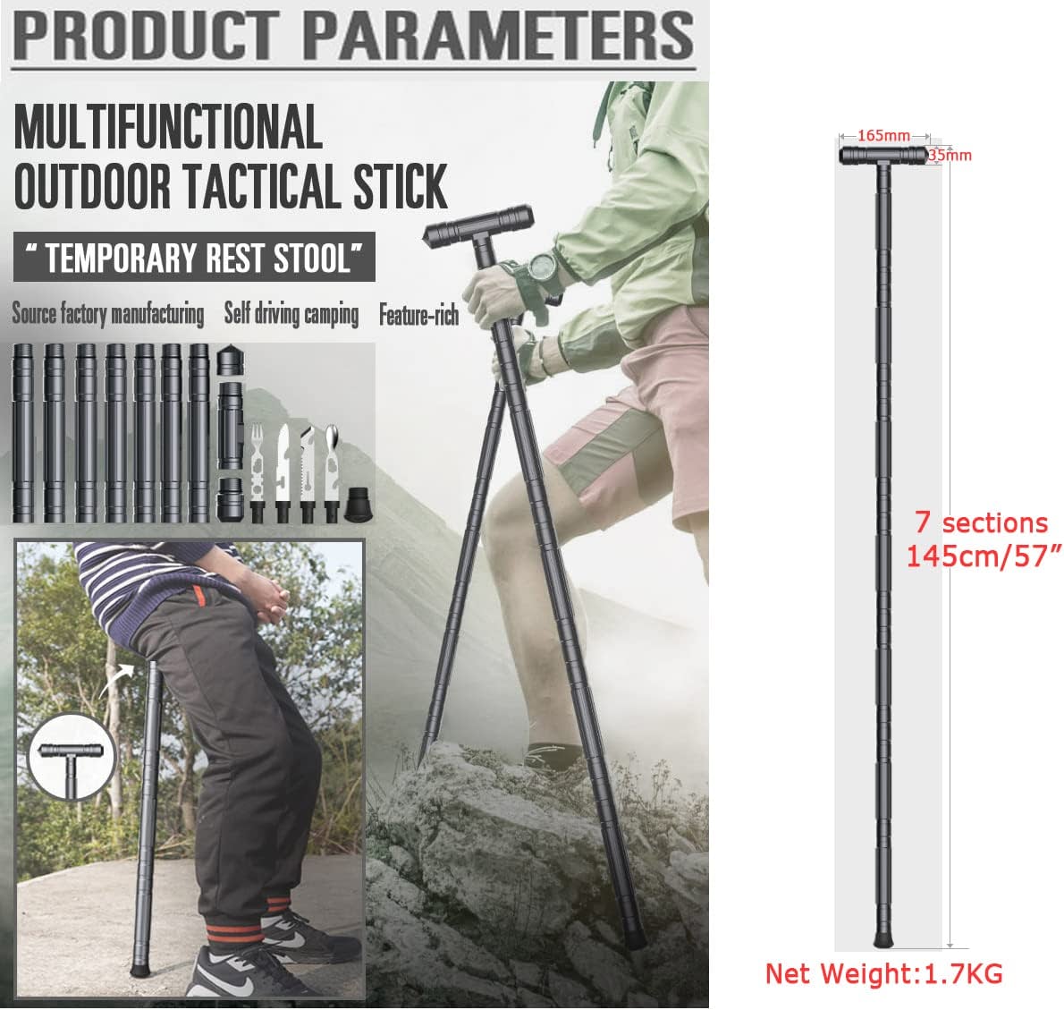 Multifunction Adjustable Trekking Poles