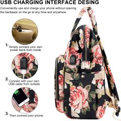 Stylish College School Backpack with USB Charging Port