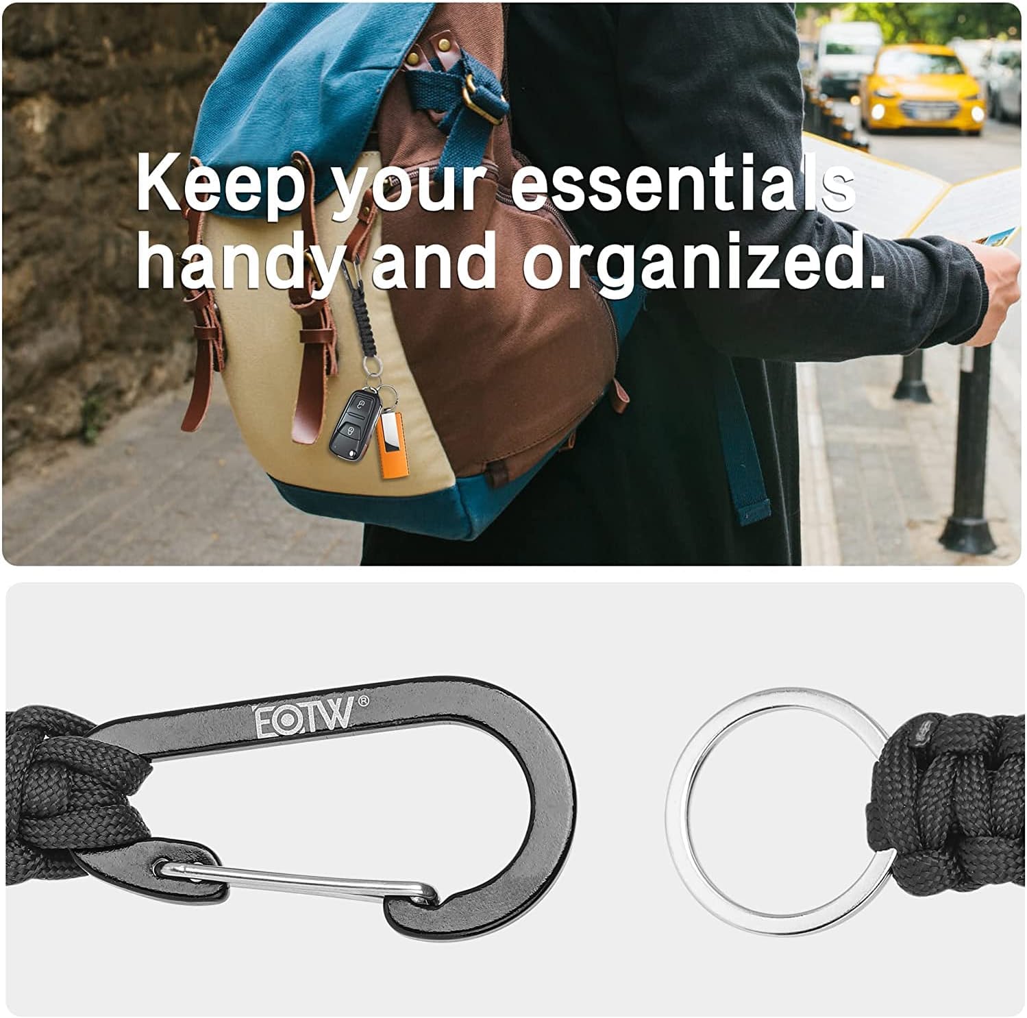 Small Carabiner Clip with Paracord Keychain