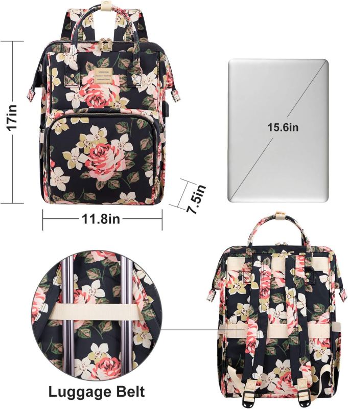 Stylish College School Backpack with USB Charging Port