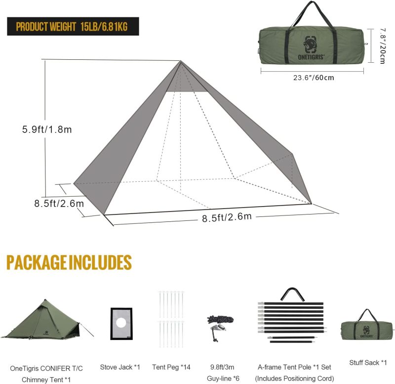 Teepee Hot Tent with Snow Skirt