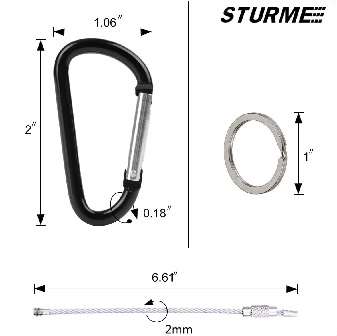 Aluminum D Ring Carabiners Clip