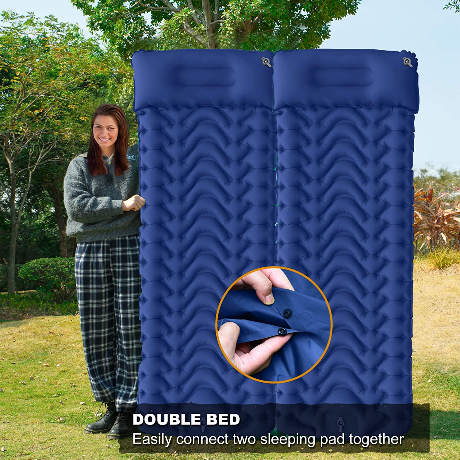 Inflatable Sleeping Mat with Pillow