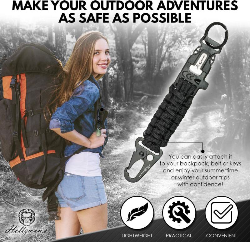 Paracord Keychain with Carabiner for Camping