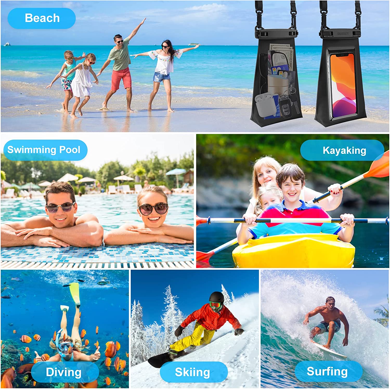 Large Capacity Waterproof Phone Pouch Floating