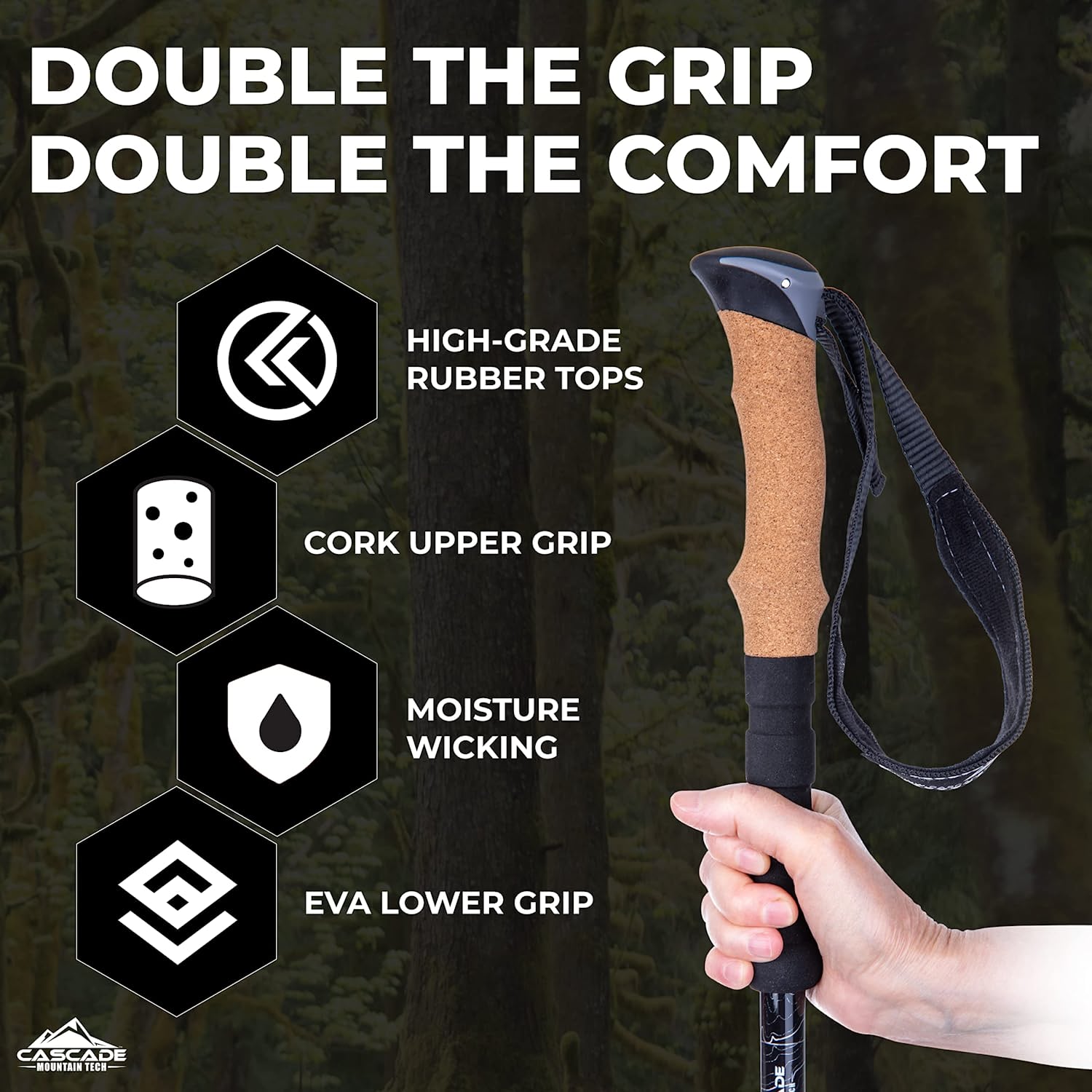 Mountain Tech Lightweight Aircraft-Grade Aluminum Trekking Poles