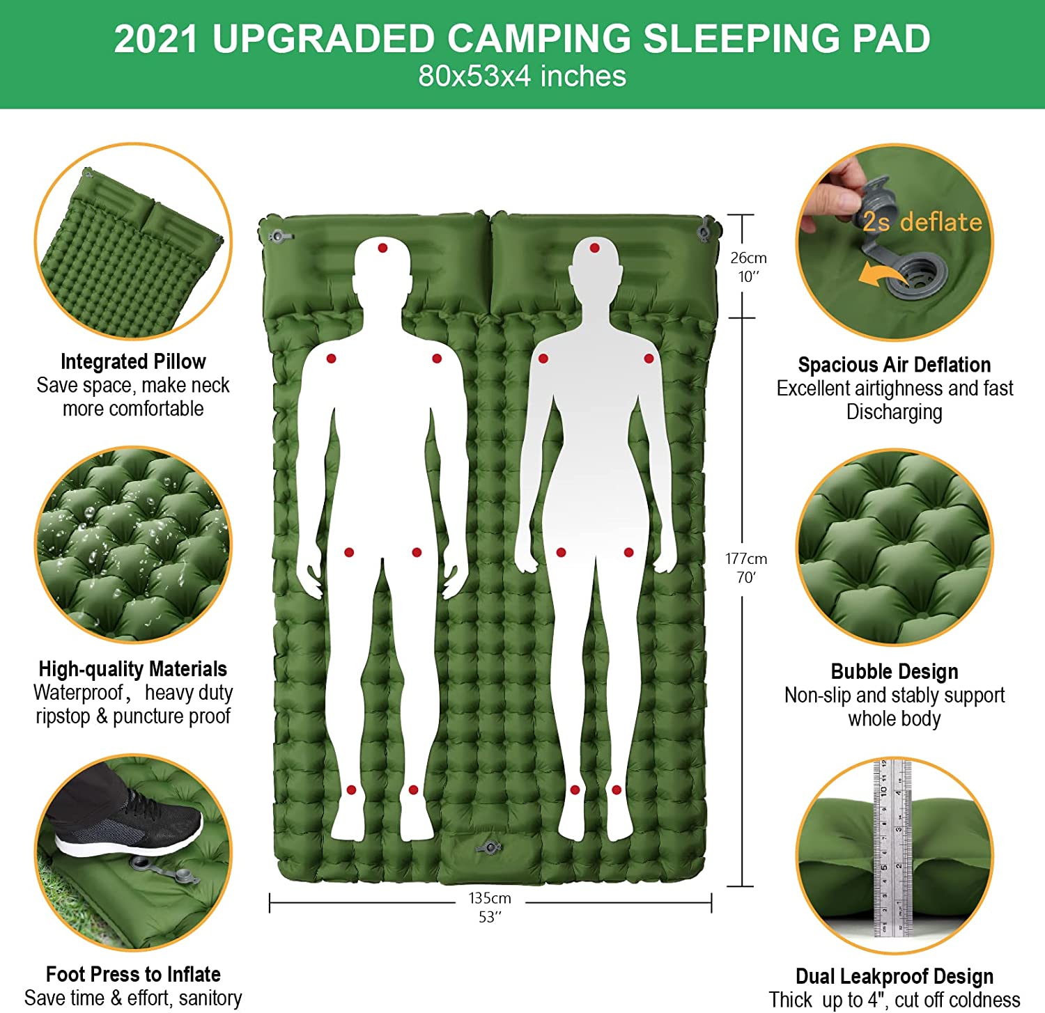Double Sleeping Pad for Camping