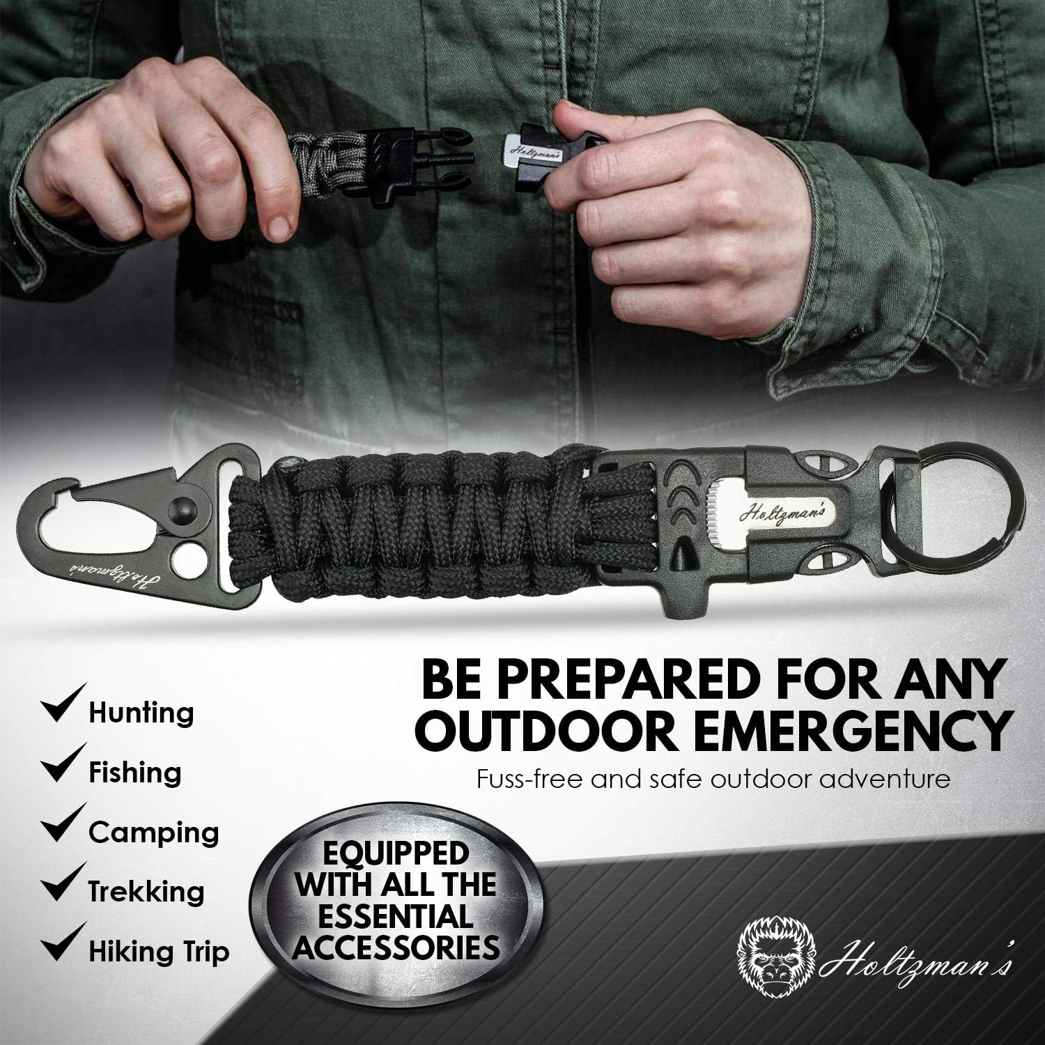 Paracord Keychain with Carabiner for Camping