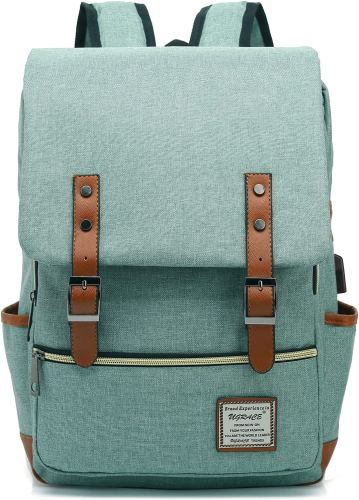 Vintage Laptop Backpack with USB Charging Port