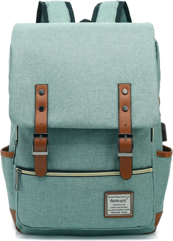 Vintage Laptop Backpack with USB Charging Port
