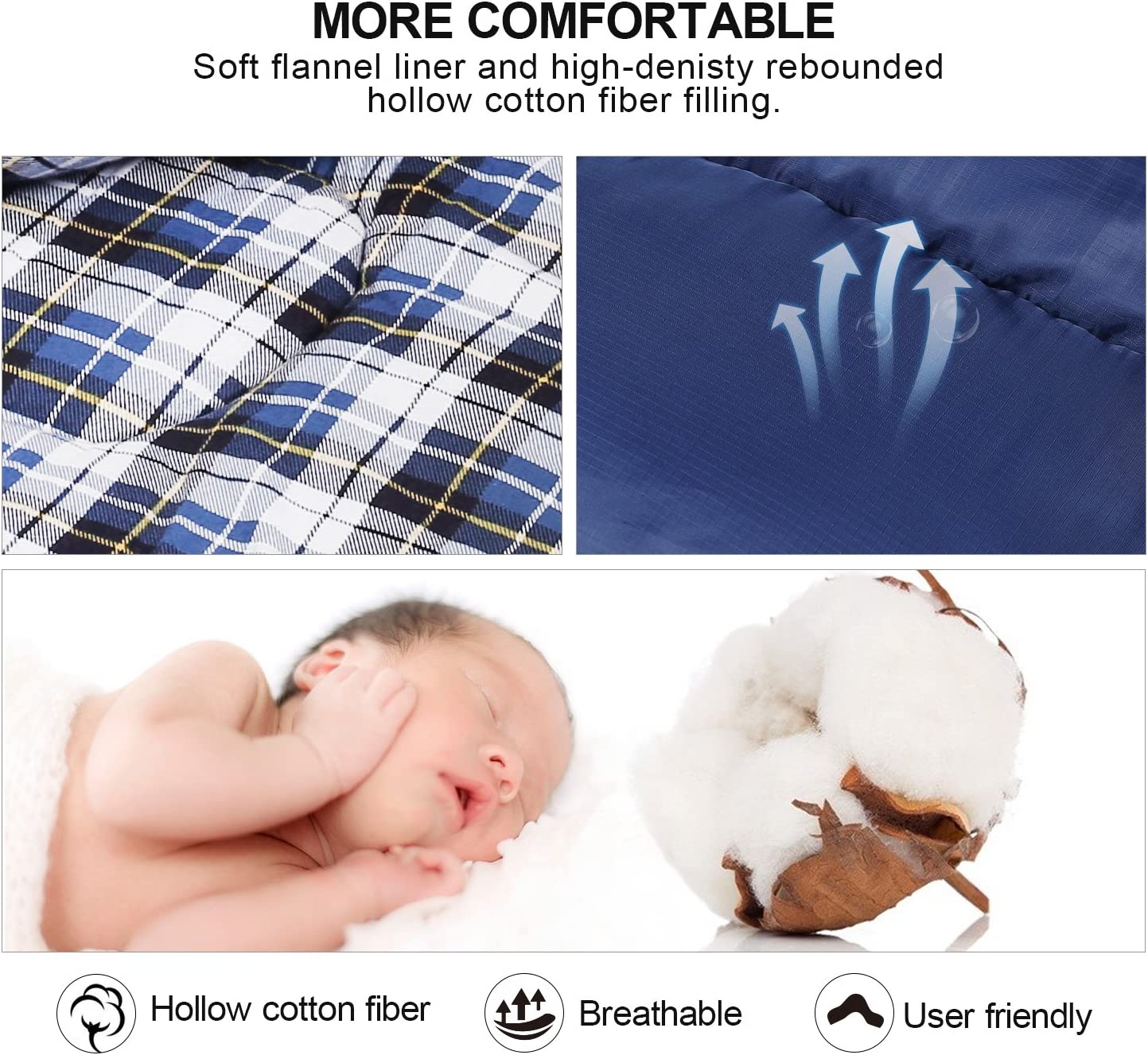 Cotton Flannel Sleeping Bag for Camping Backpacking