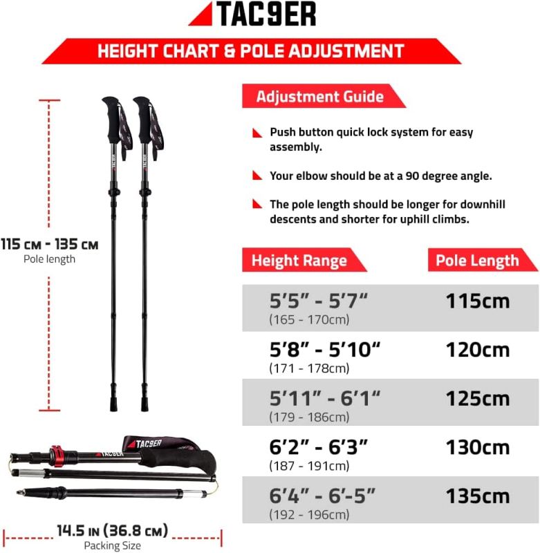Carbon Fiber Trekking Poles for Hiking Collapsible and Foldable