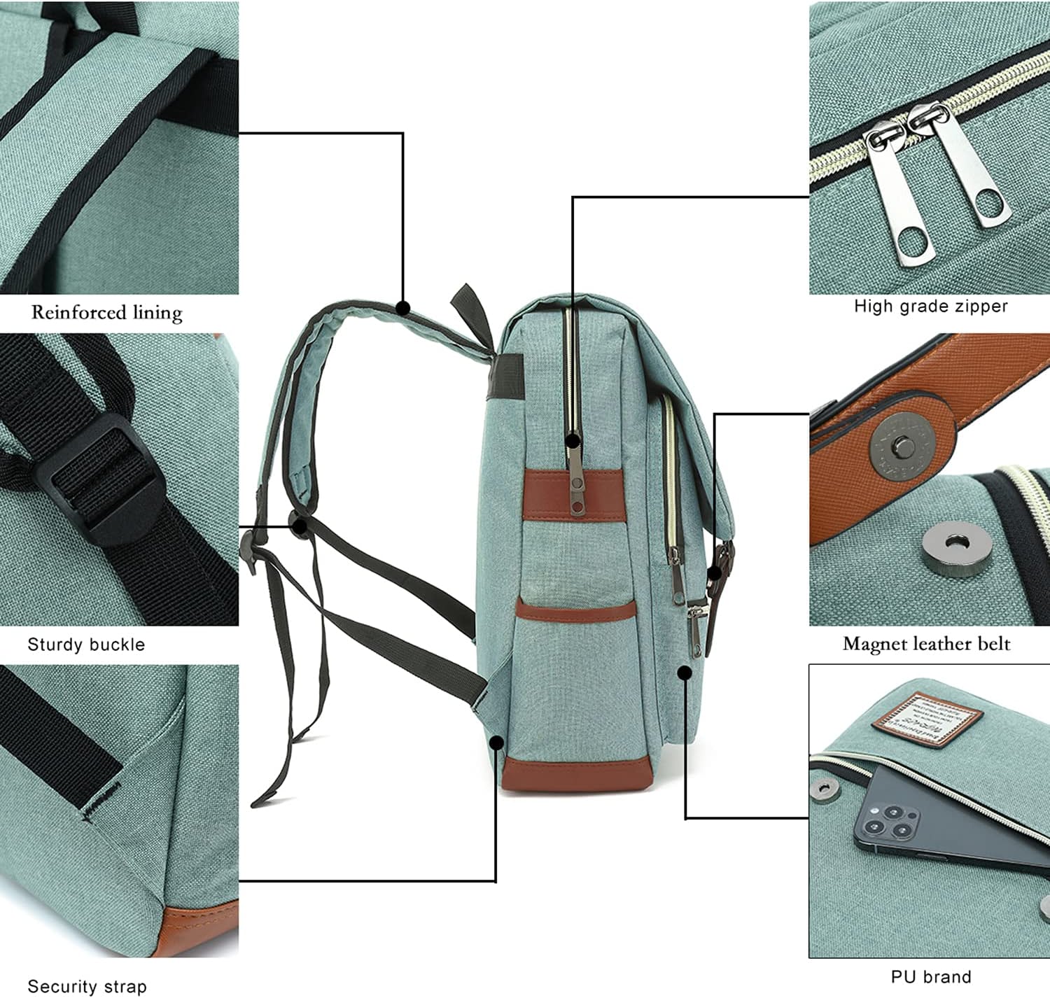 Vintage Laptop Backpack with USB Charging Port