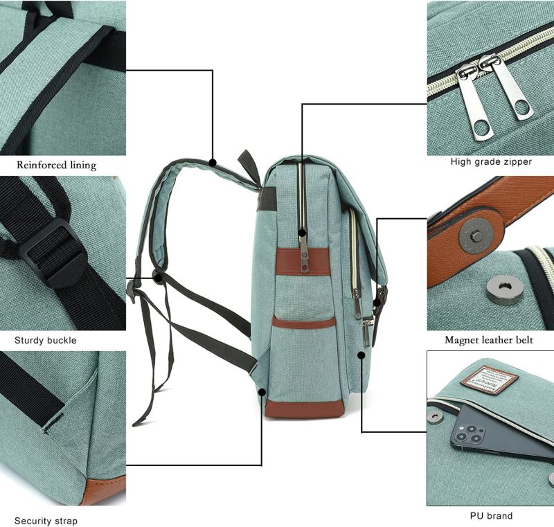 Vintage Laptop Backpack with USB Charging Port