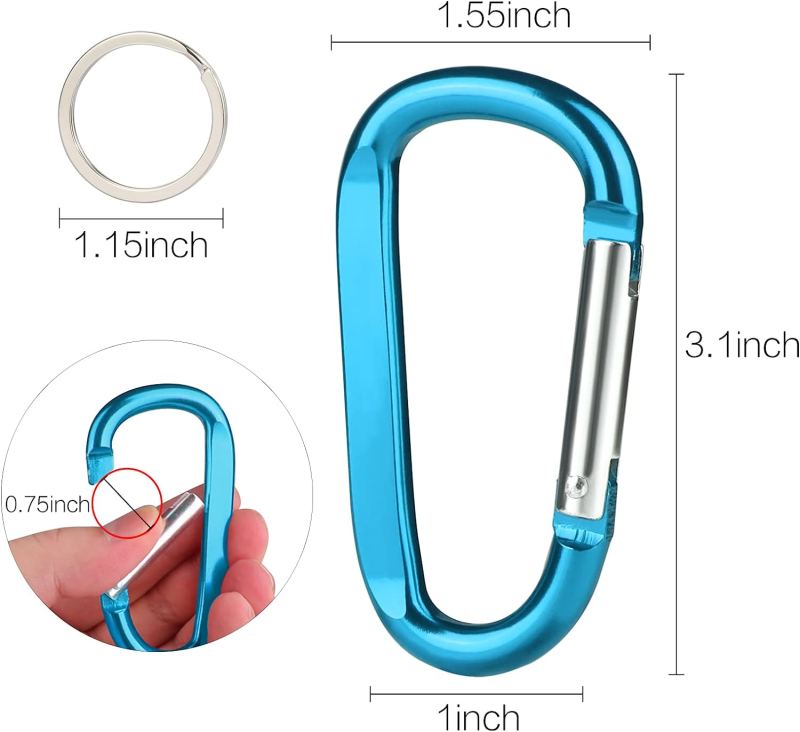 Large Aluminum D Ring Shape Carabeaner