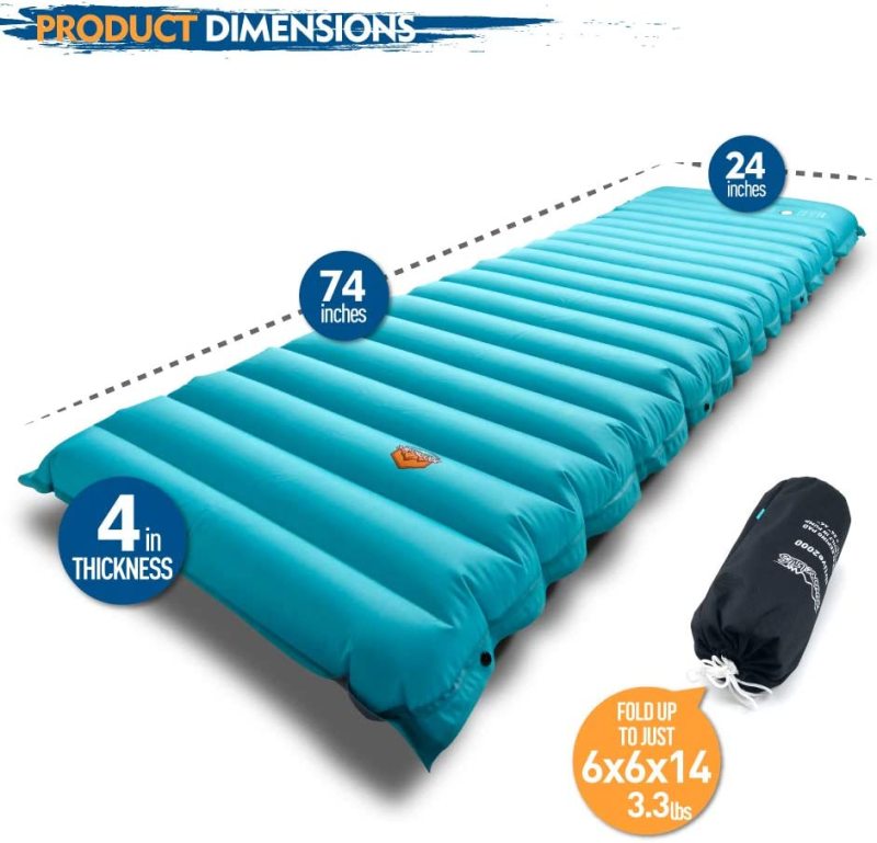 Extra Thickness Inflatable Sleeping Pad with Built-in Pump