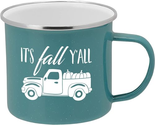Fall Truck Enamel Camping Coffee Mug