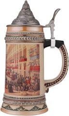 Ceramic German Beer Stein with Metal Lid