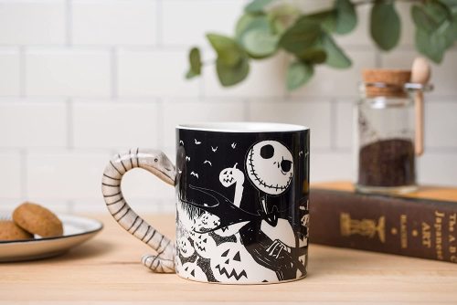 Nightmare Before Christmas Jack and Moonlight Snake Sculpted Handle Ceramic Mug