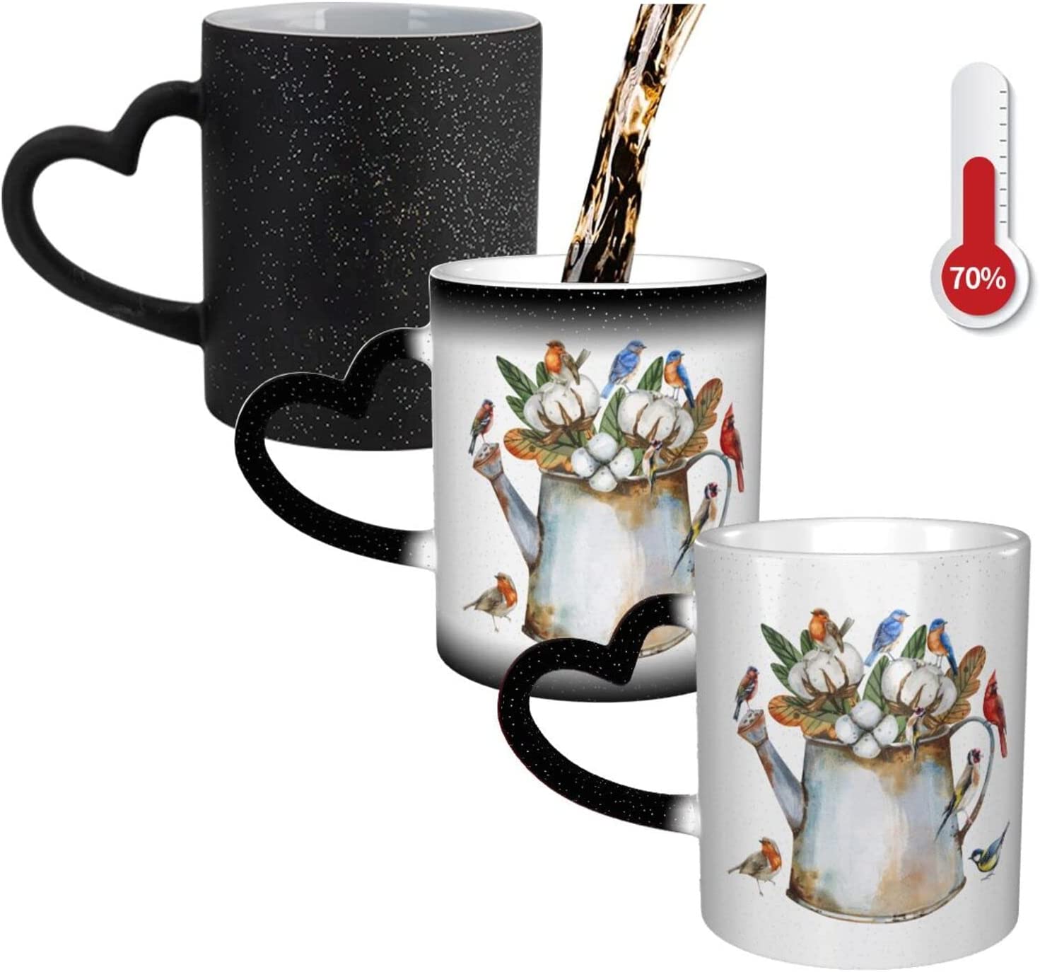 Heat Changing Sensitive Mug Birds