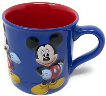 Mickey Mouse 3D Sculpted Blue And Red Ceramic Coffee Tea Mug