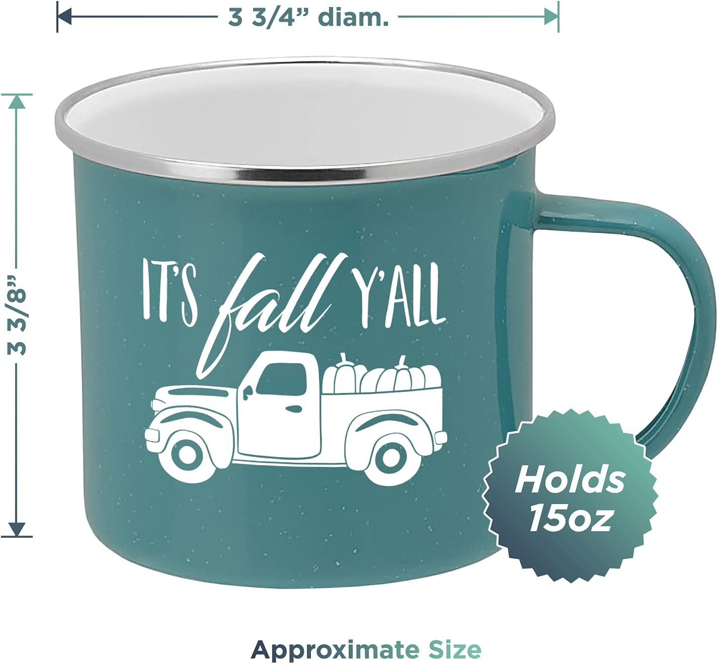 Fall Truck Enamel Camping Coffee Mug