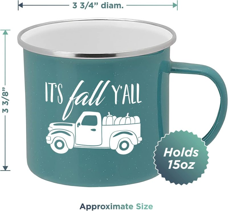 Fall Truck Enamel Camping Coffee Mug