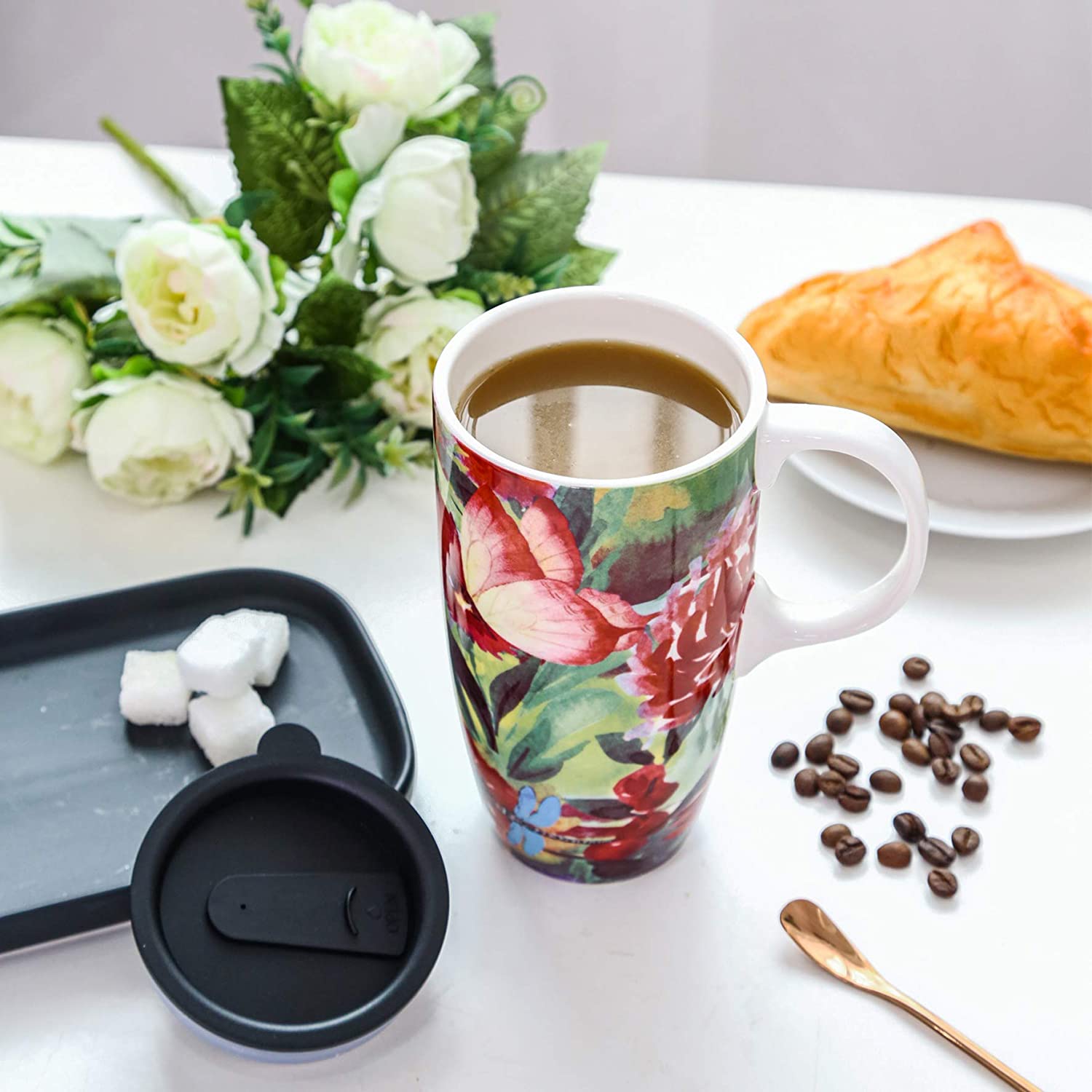 Butterfly and Dragonfly Coffee Ceramic Mug