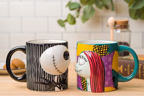 Nightmare Before Christmas Jack and Sally Kiss 3D Sculpted Mug