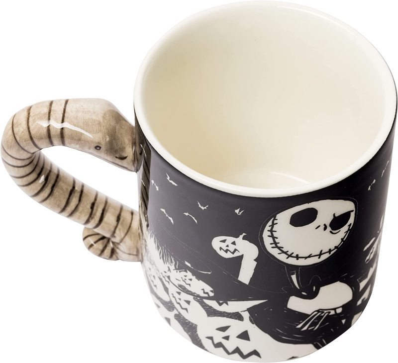 Nightmare Before Christmas Jack and Moonlight Snake Sculpted Handle Ceramic Mug