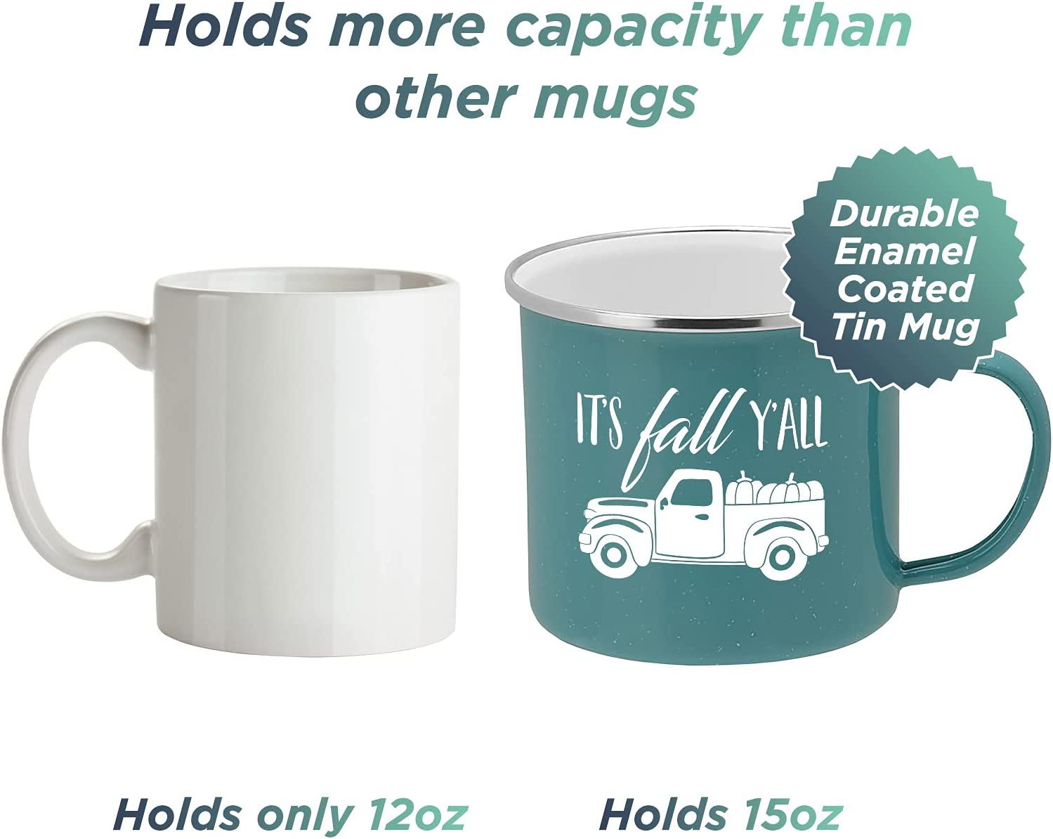 Fall Truck Enamel Camping Coffee Mug