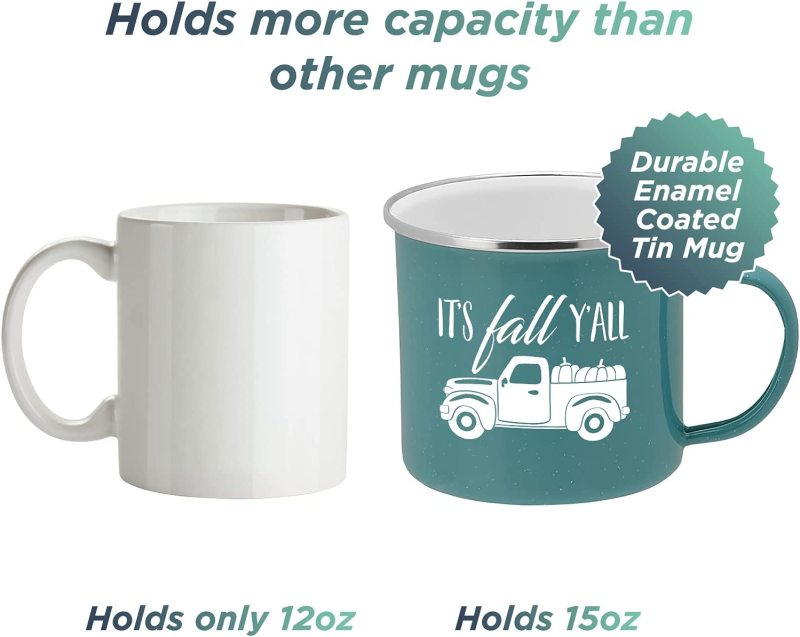 Fall Truck Enamel Camping Coffee Mug