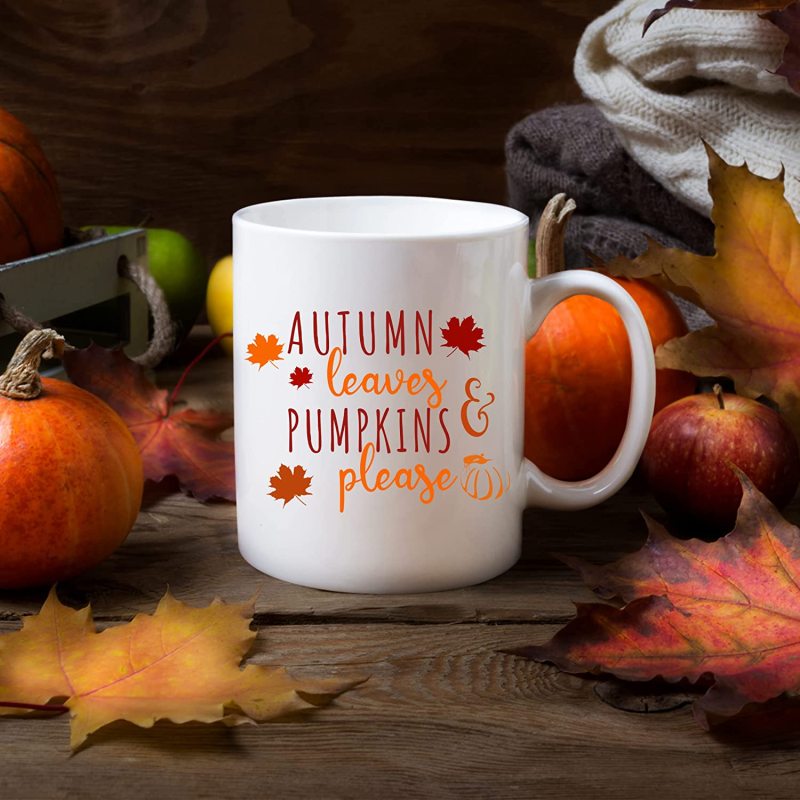 Autumn Leaves and Pumpkin Coffee Mug
