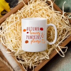 Autumn Leaves and Pumpkin Coffee Mug