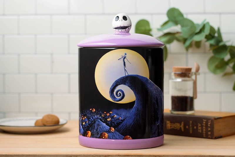 Skellington Moon Hill Scene Ceramic Canister