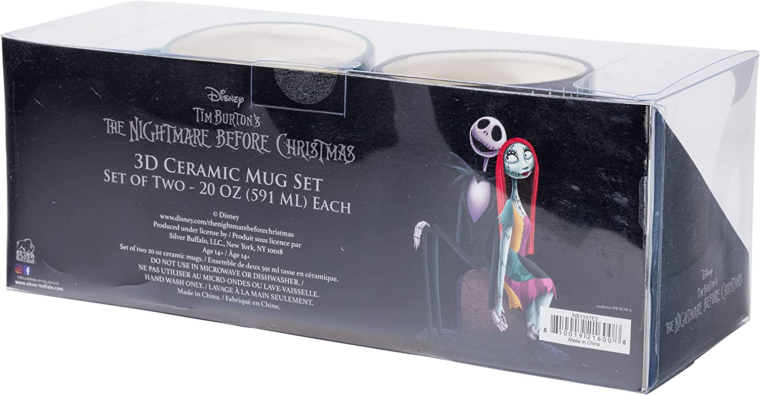 Nightmare Before Christmas Jack and Sally Kiss 3D Sculpted Mug