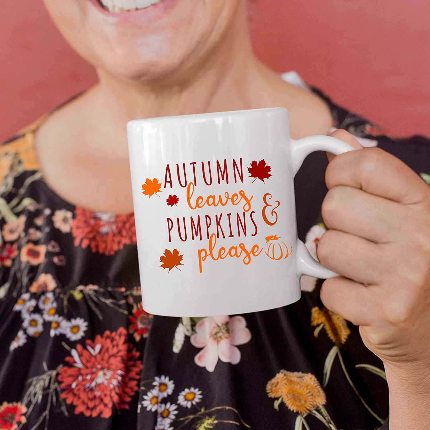 Autumn Leaves and Pumpkin Coffee Mug