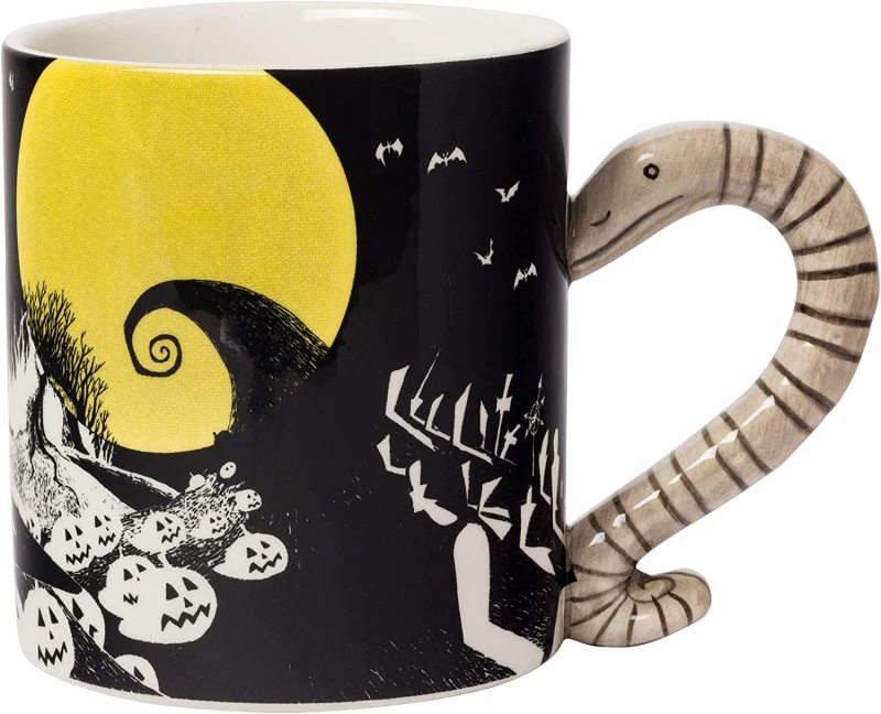 Nightmare Before Christmas Jack and Moonlight Snake Sculpted Handle Ceramic Mug