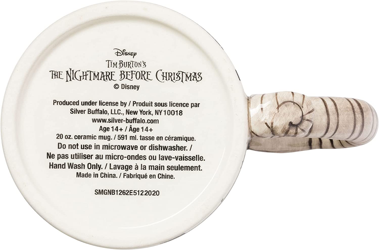Nightmare Before Christmas Jack and Moonlight Snake Sculpted Handle Ceramic Mug