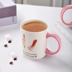 Pink Handle Ceramic Mug