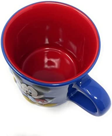 Mickey Mouse 3D Sculpted Blue And Red Ceramic Coffee Tea Mug