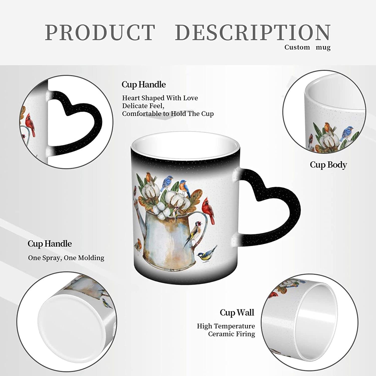 Heat Changing Sensitive Mug Birds