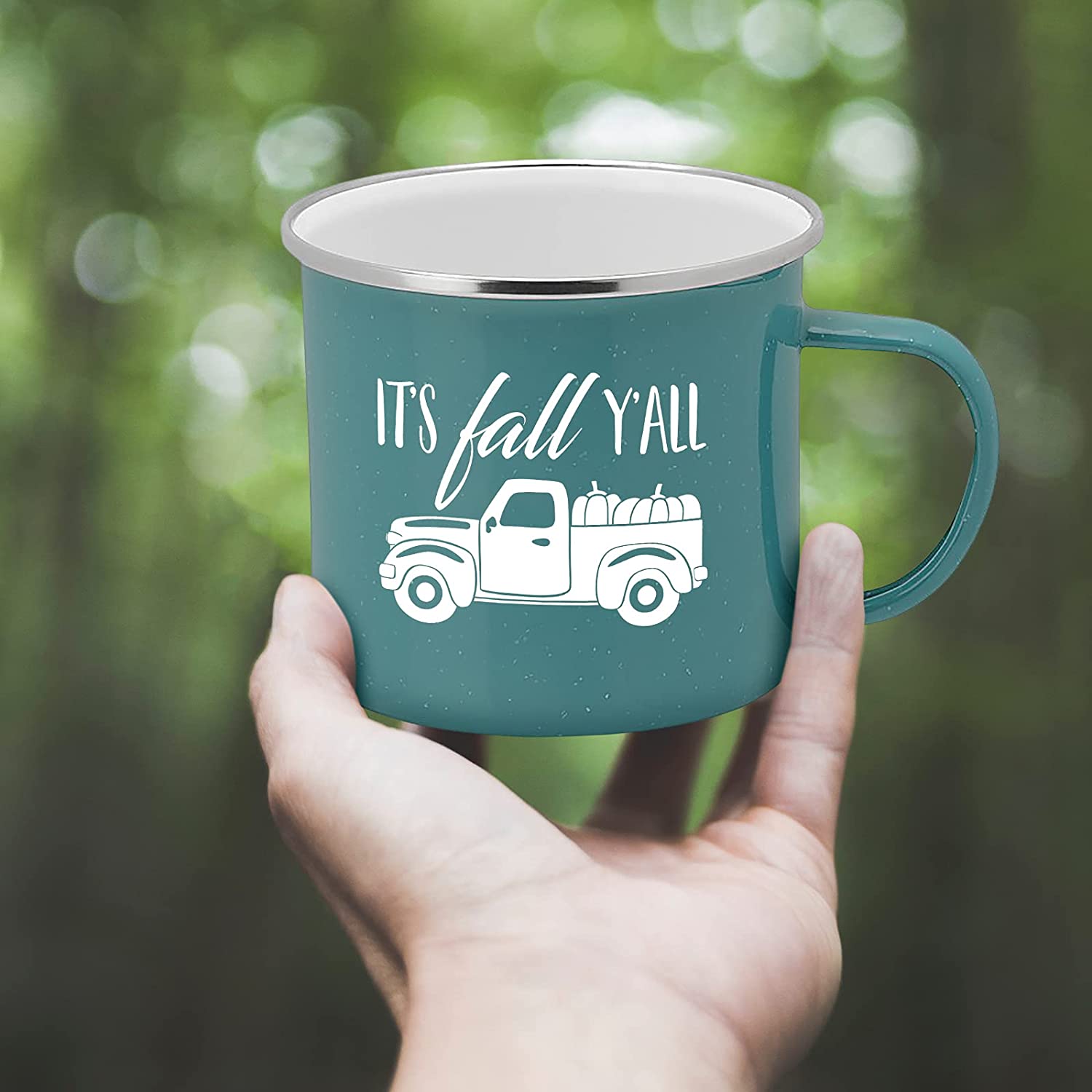 Fall Truck Enamel Camping Coffee Mug